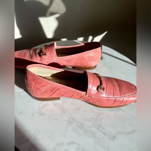 SAM EDELMAN Loraine Croc-Embossed Leather Loafers, Pink - Picture 7 of 8